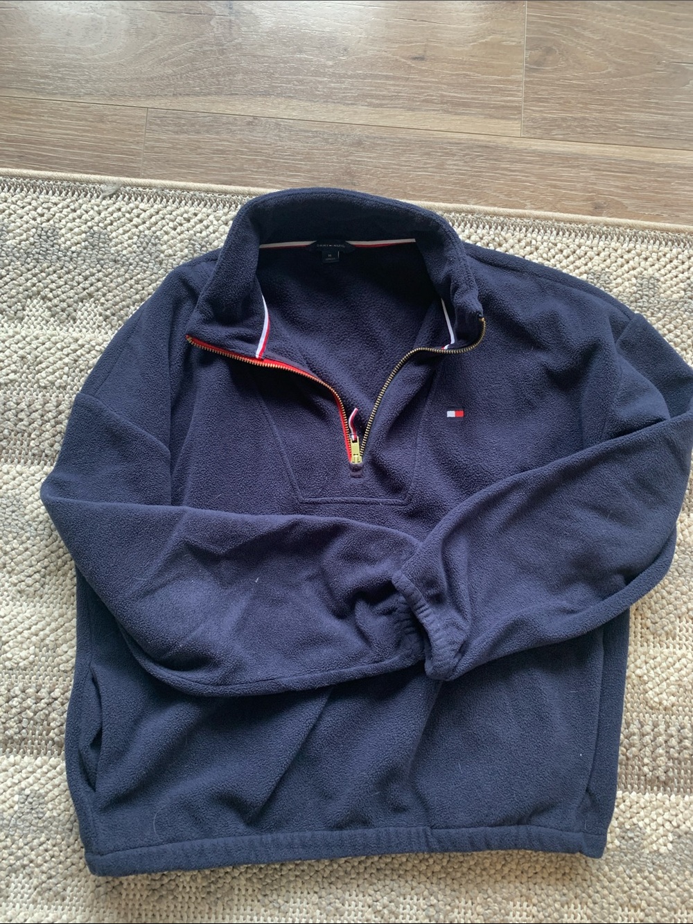 Tommy Hilfiger Navy Half-Zip Fleece with Flag Logo